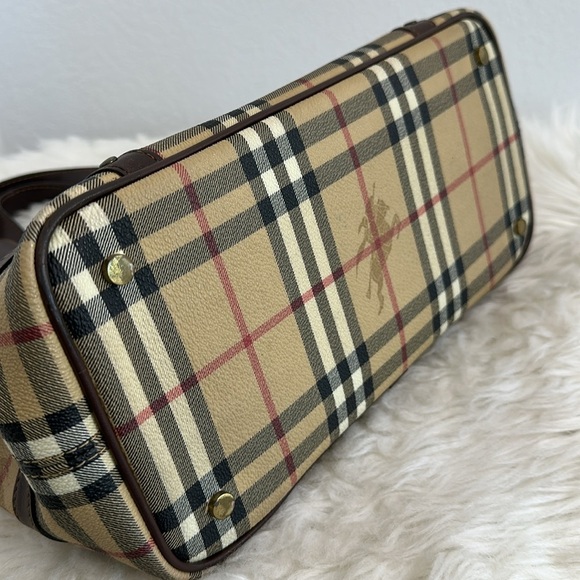 💯Authentic BURBERRY Haymarket Check Buckle Satchel Chocolate🍀 - Picture 10 of 16